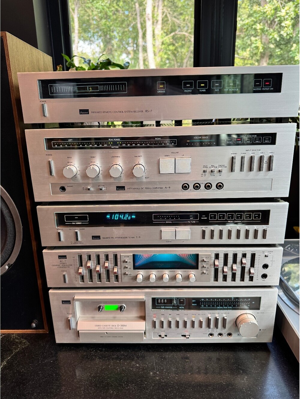 Vintage Sansui 1980s Silver Stereo Stack Layout - 6 Components